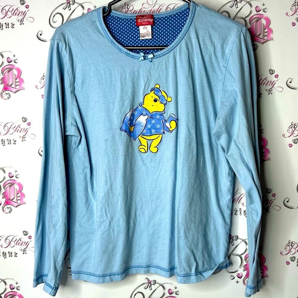 Disney shirt Pooh bear sleep Light Blue Long Sleeve Tee with Character Design